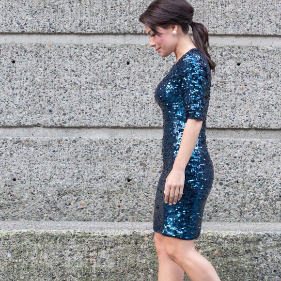 Blue Sequin Dress (Medium) - Picture 6 of 6